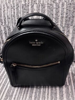 Kate Spade black pebbled leather mini backpack with gold hardware